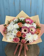 Букет цветов из:  Розы, Герберы и Хризантемы в Петровске