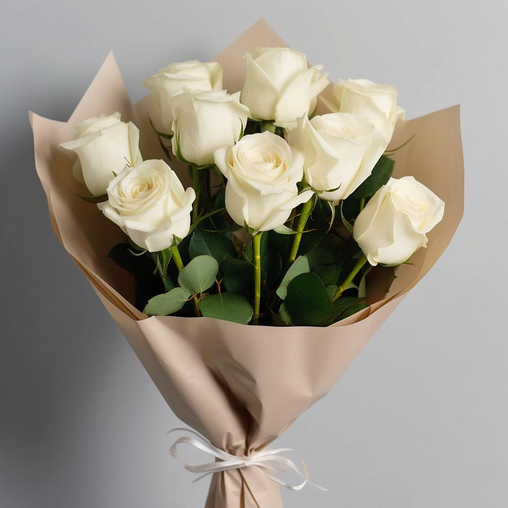 Букет 9 Белых роз Эдлесс Лав в Петровске