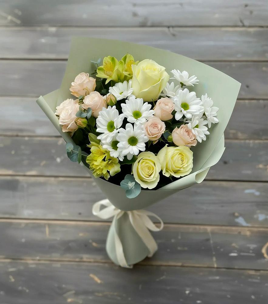 Букет цветов из: Альстромерии, Розы и Хризантемы в Петровске