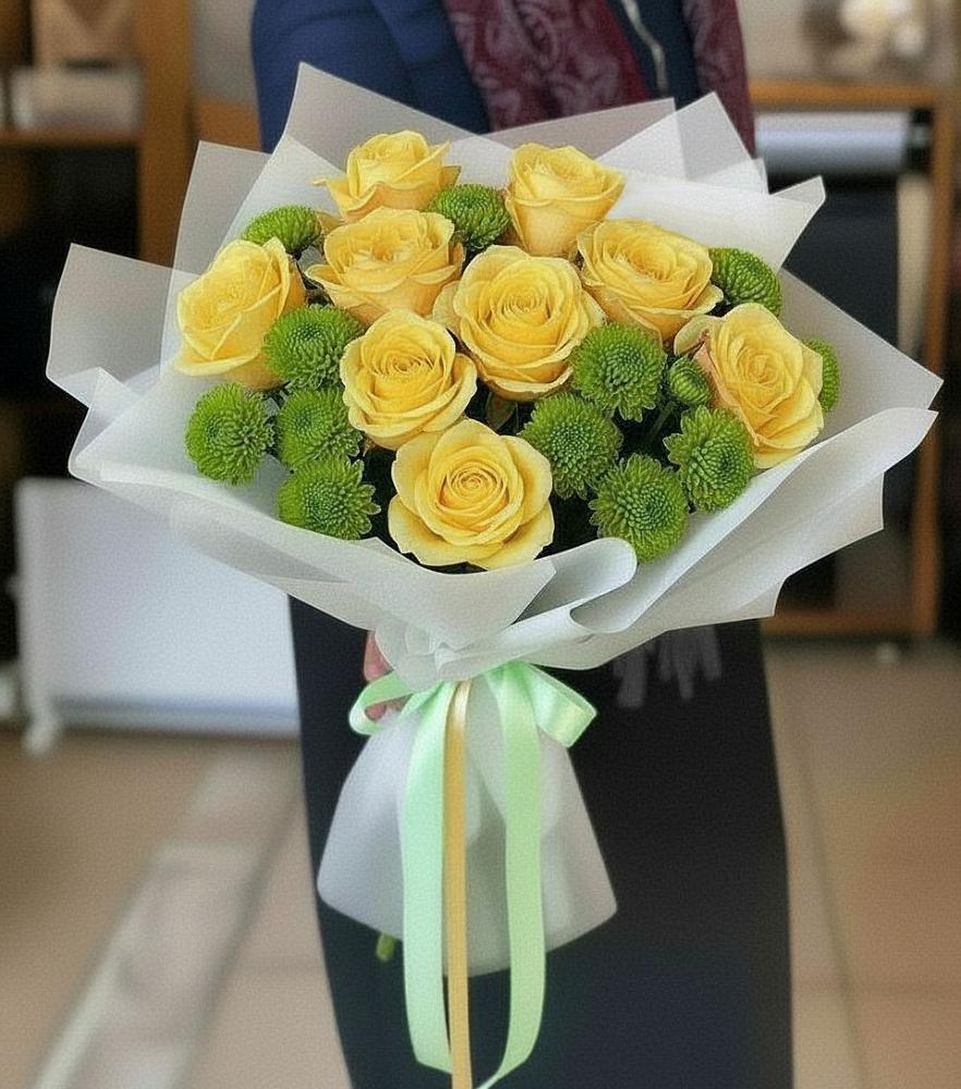 Букет цветов из: Хризантемы и Розы в Петровске