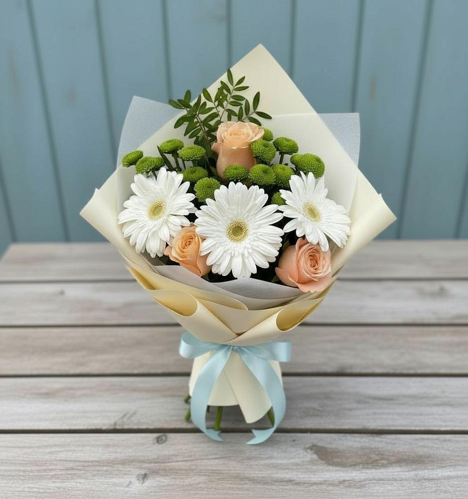 Букет цветов из: Герберы, Розы и Хризантемы в Петровске