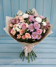 Букет цветов из:  Хризантемы, Розы и Альстромерии в Петровске