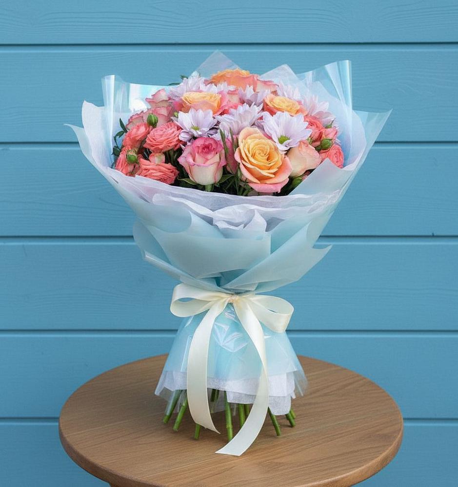 Букет цветов из: Хризантемы и Розы в Петровске